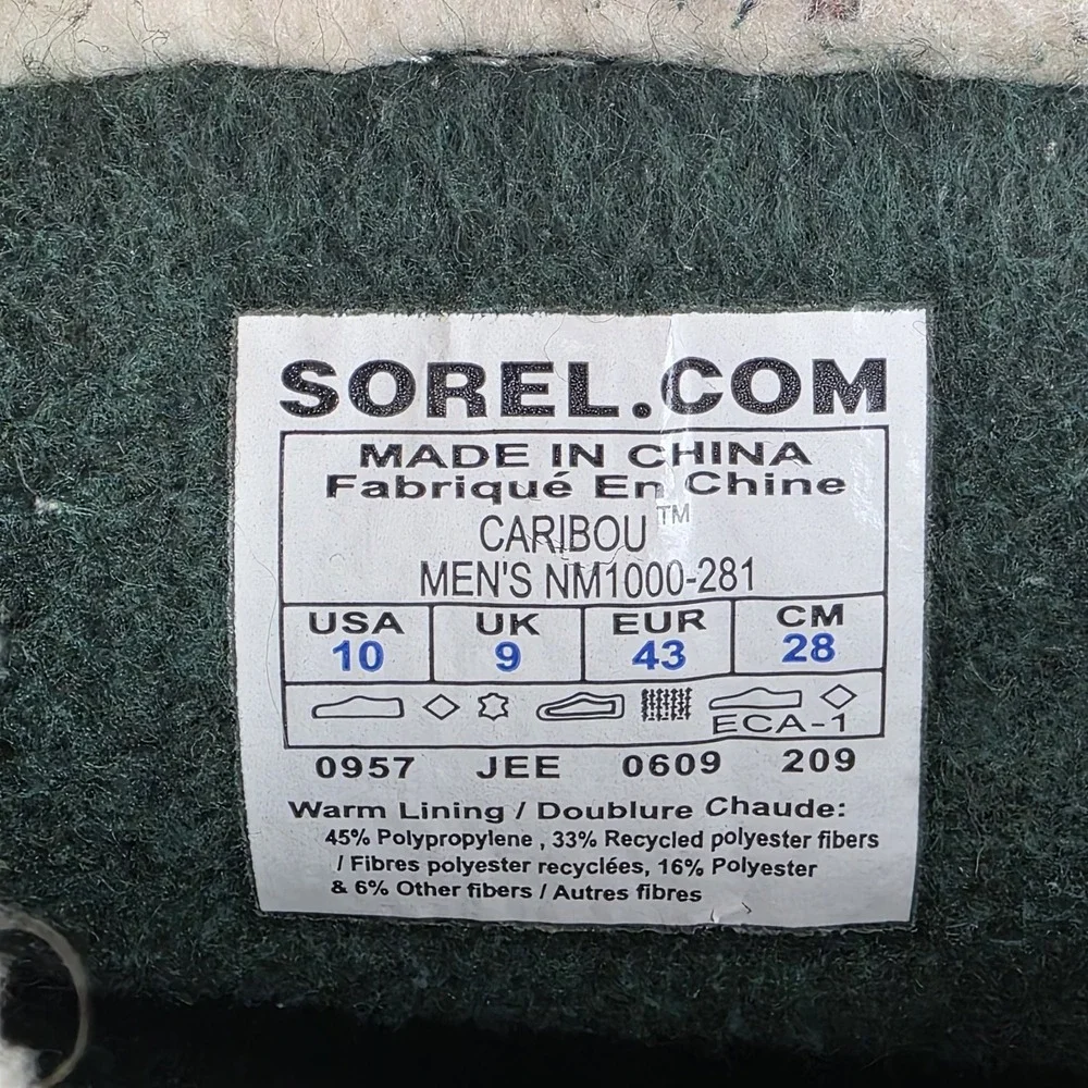 Sorel Caribou Boots Mens Size 10 Buff Tan Waterproof Insulated Winter NM1000-281